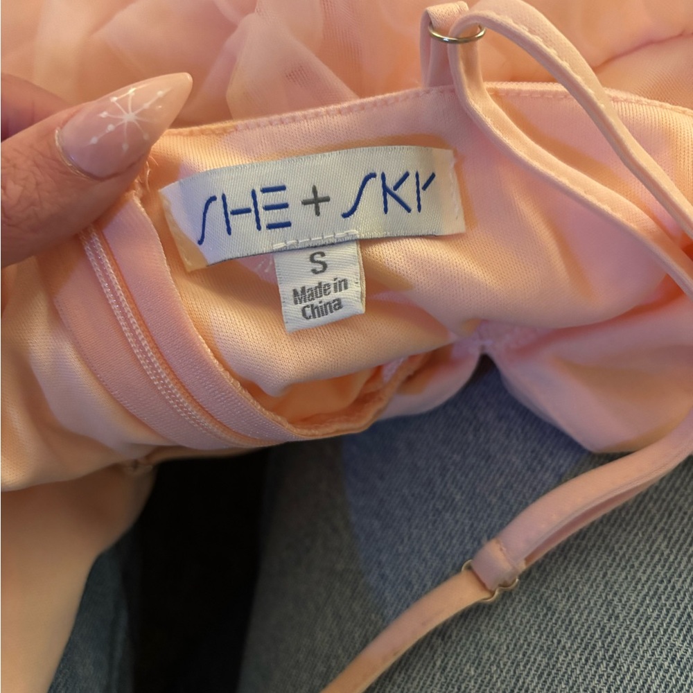 She + Sky Soft Peach Dress - image 3